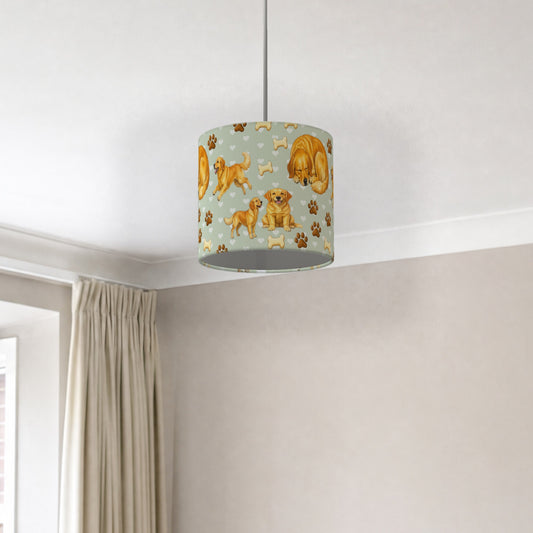 Sage Golden Retriever Love lampshade - 20cm x 18.5cm Ceiling - photo 2