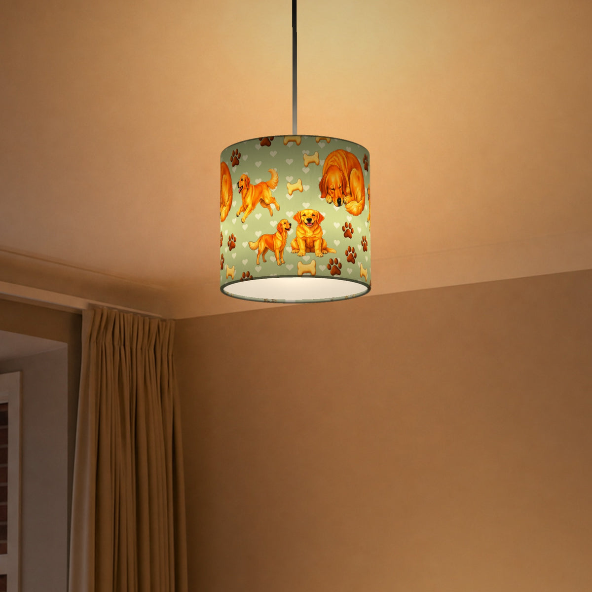 Sage Golden Retriever Love lampshade - 20cm x 18.5cm Ceiling - photo 5