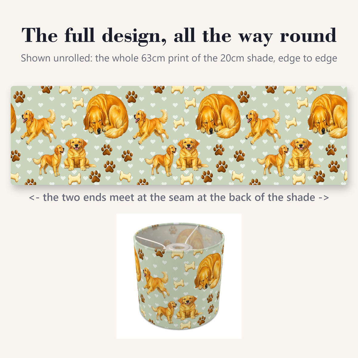 Sage Golden Retriever Love lampshade - 20cm x 18.5cm Ceiling - photo 9