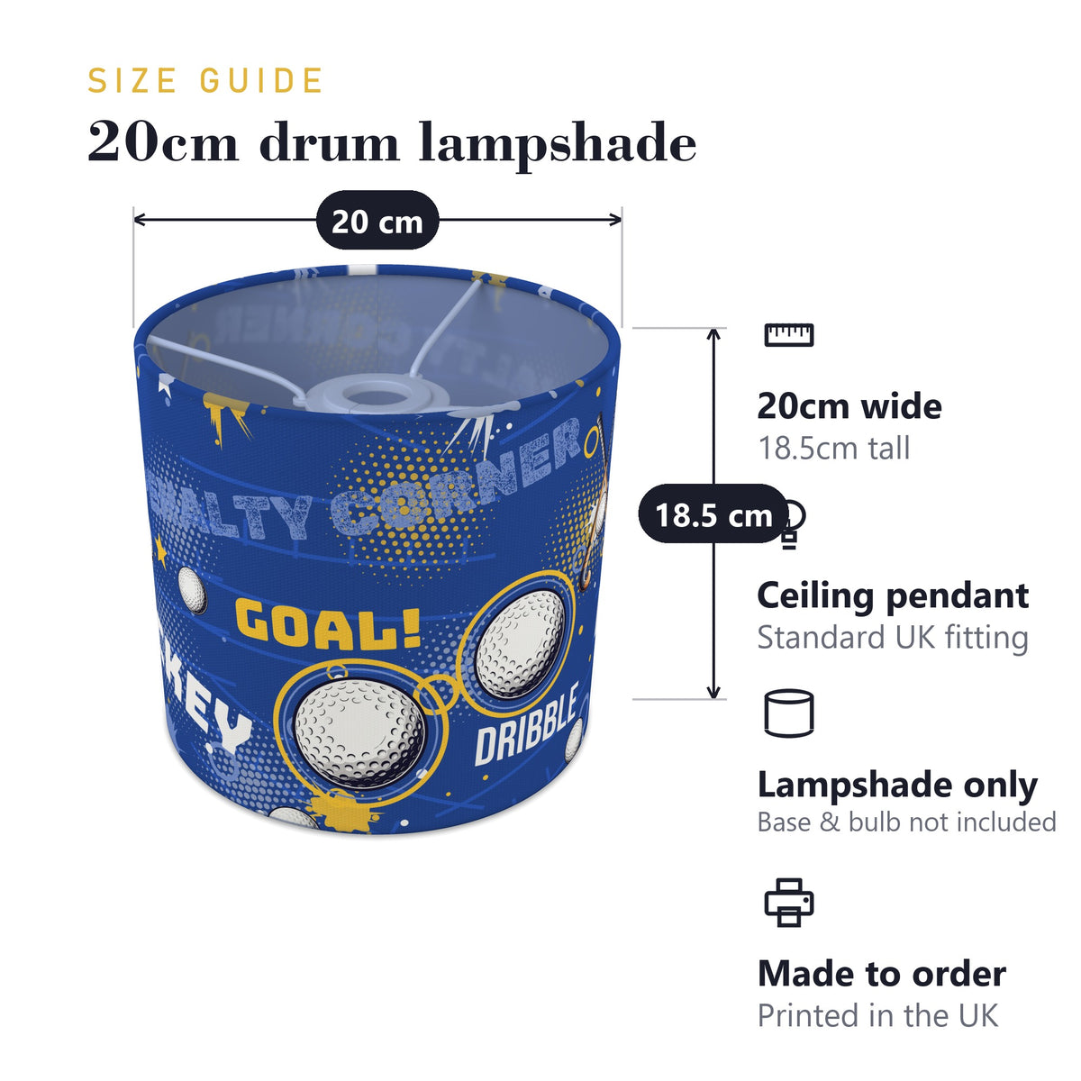Royal Hockey Hero lampshade - 20cm x 18.5cm Ceiling - photo 7