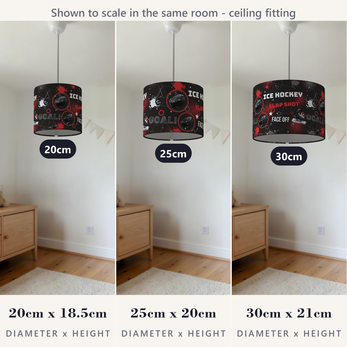 Black Ice Hockey Face lampshade - 20cm x 18.5cm Ceiling - photo 4