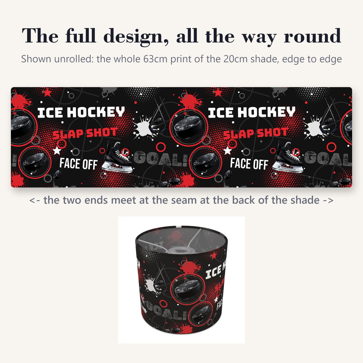 Black Ice Hockey Face lampshade - 20cm x 18.5cm Ceiling - photo 9