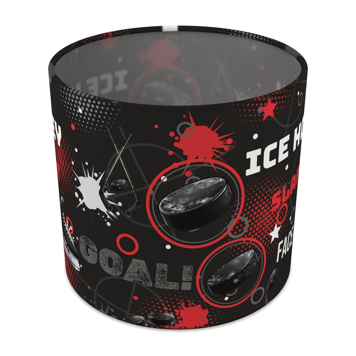 Black Ice Hockey Face lampshade - 20cm x 18.5cm Table