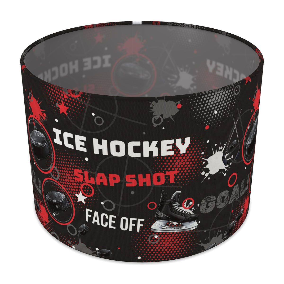 Black Ice Hockey Face lampshade - 30cm x 21cm Table