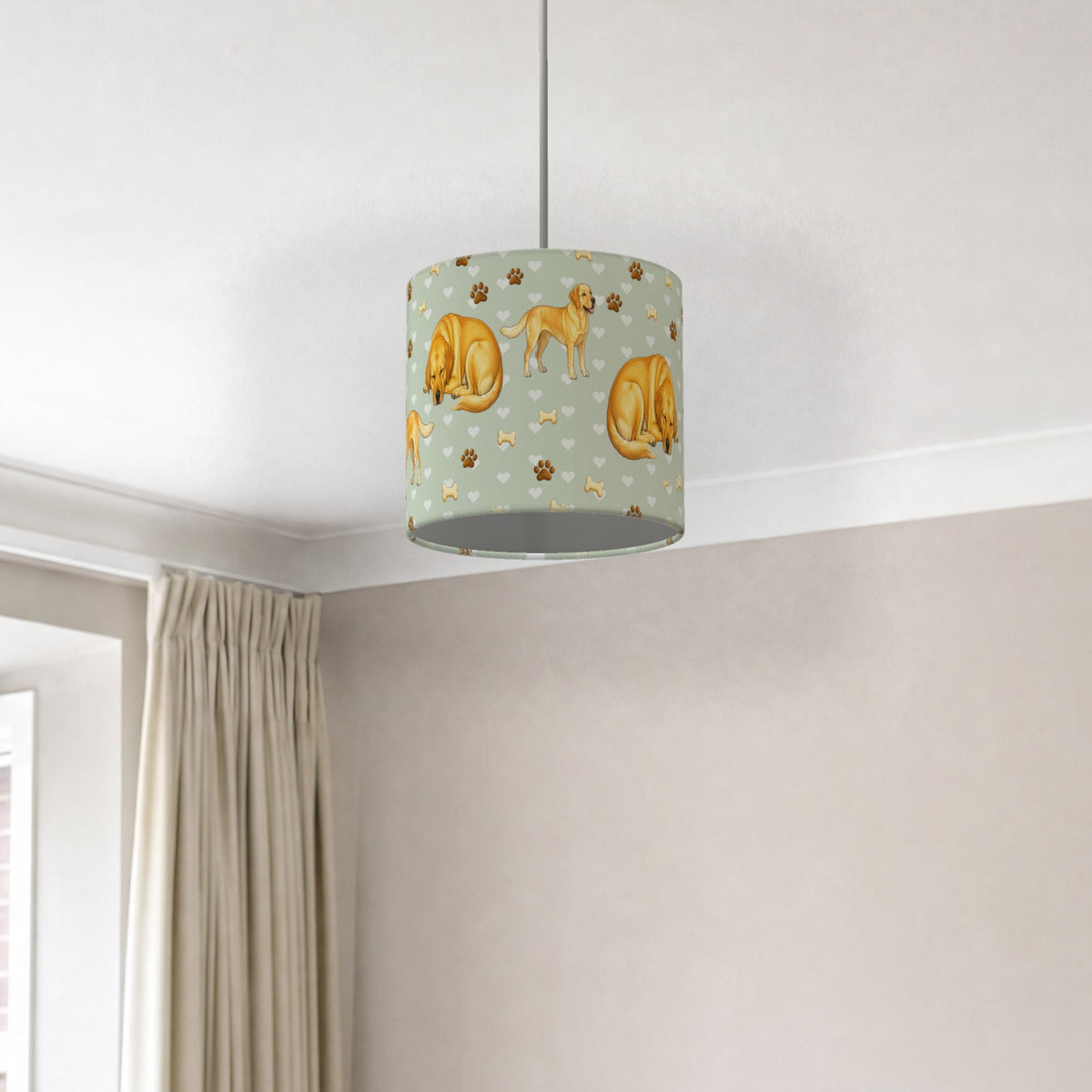Sage Labrador Love lampshade - 20cm x 18.5cm Ceiling - photo 2