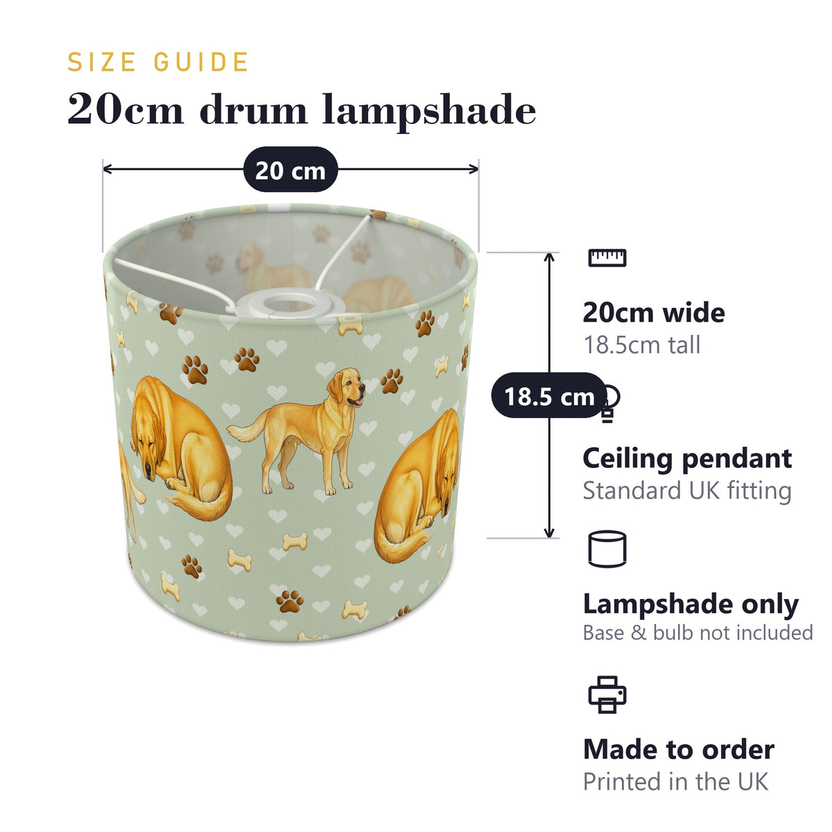 Sage Labrador Love lampshade - 20cm x 18.5cm Ceiling - photo 7