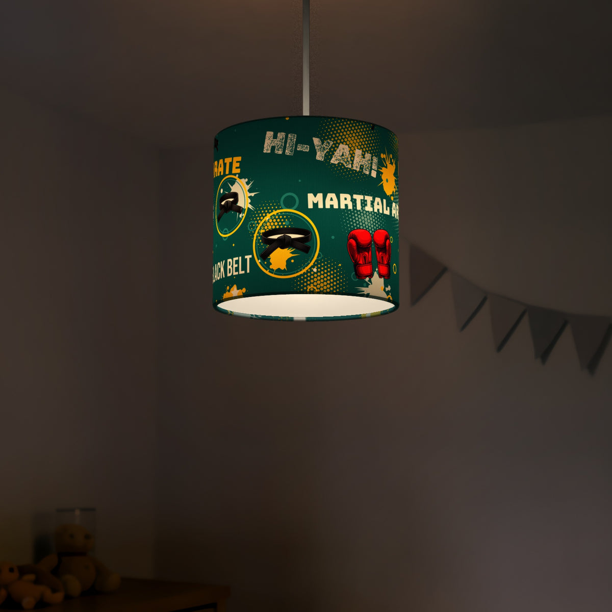 Teal Karate Kid lampshade - 20cm x 18.5cm Ceiling - photo 5