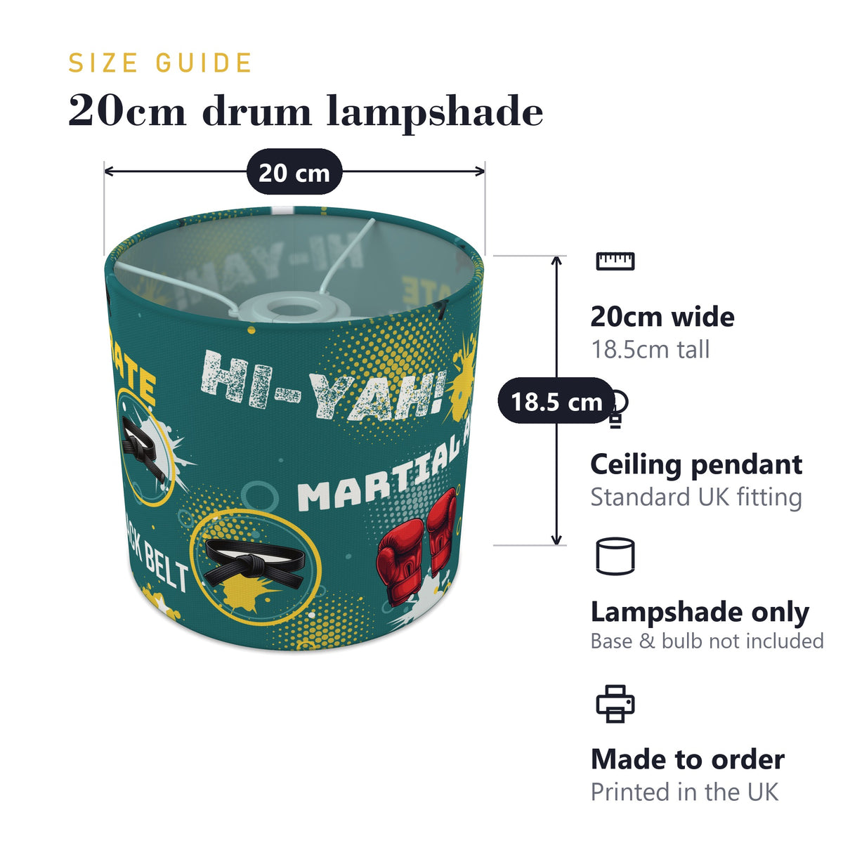 Teal Karate Kid lampshade - 20cm x 18.5cm Ceiling - photo 7