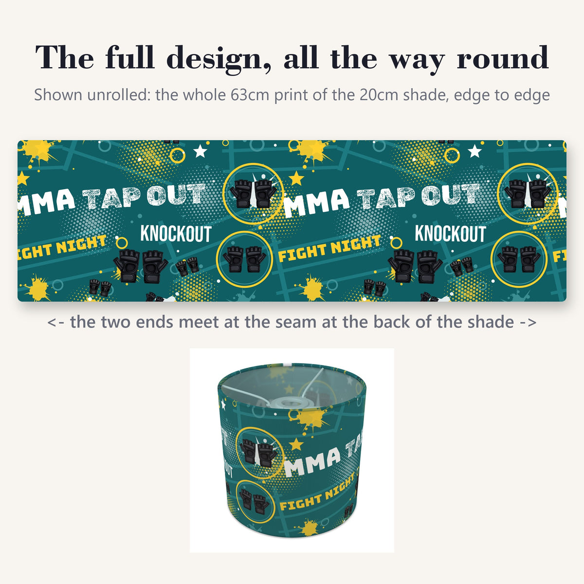 Teal Fight Night lampshade - 20cm x 18.5cm Ceiling - photo 9