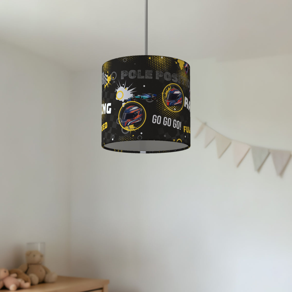 Black And Yellow Pole lampshade - 20cm x 18.5cm Ceiling - photo 2