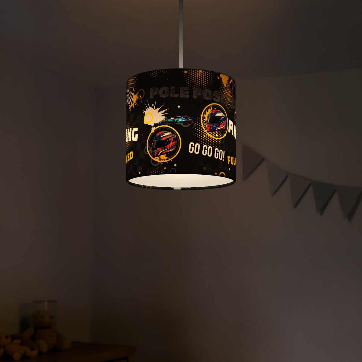 Black And Yellow Pole lampshade - 20cm x 18.5cm Ceiling - photo 5