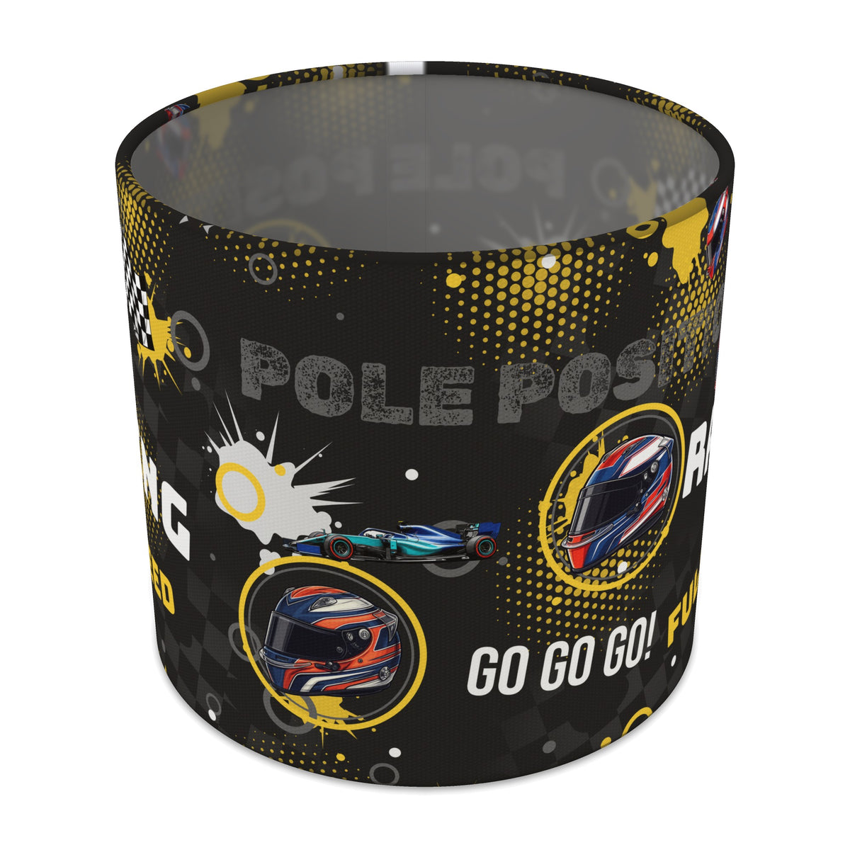 Black And Yellow Pole lampshade - 20cm x 18.5cm Table
