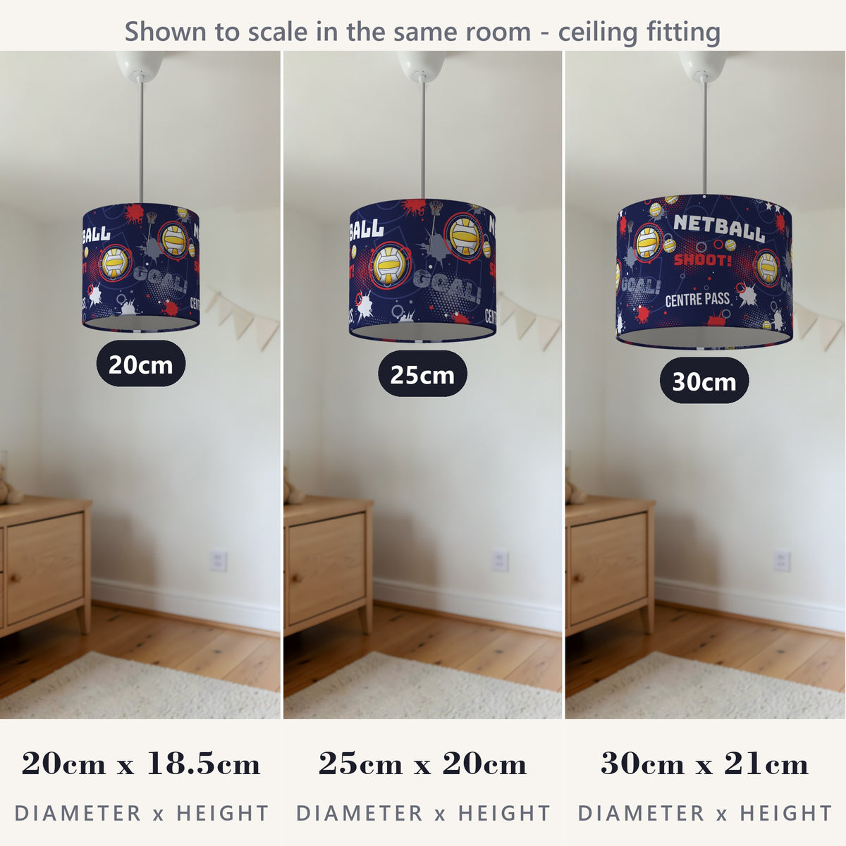 Navy Netball Star lampshade - 20cm x 18.5cm Ceiling - photo 4