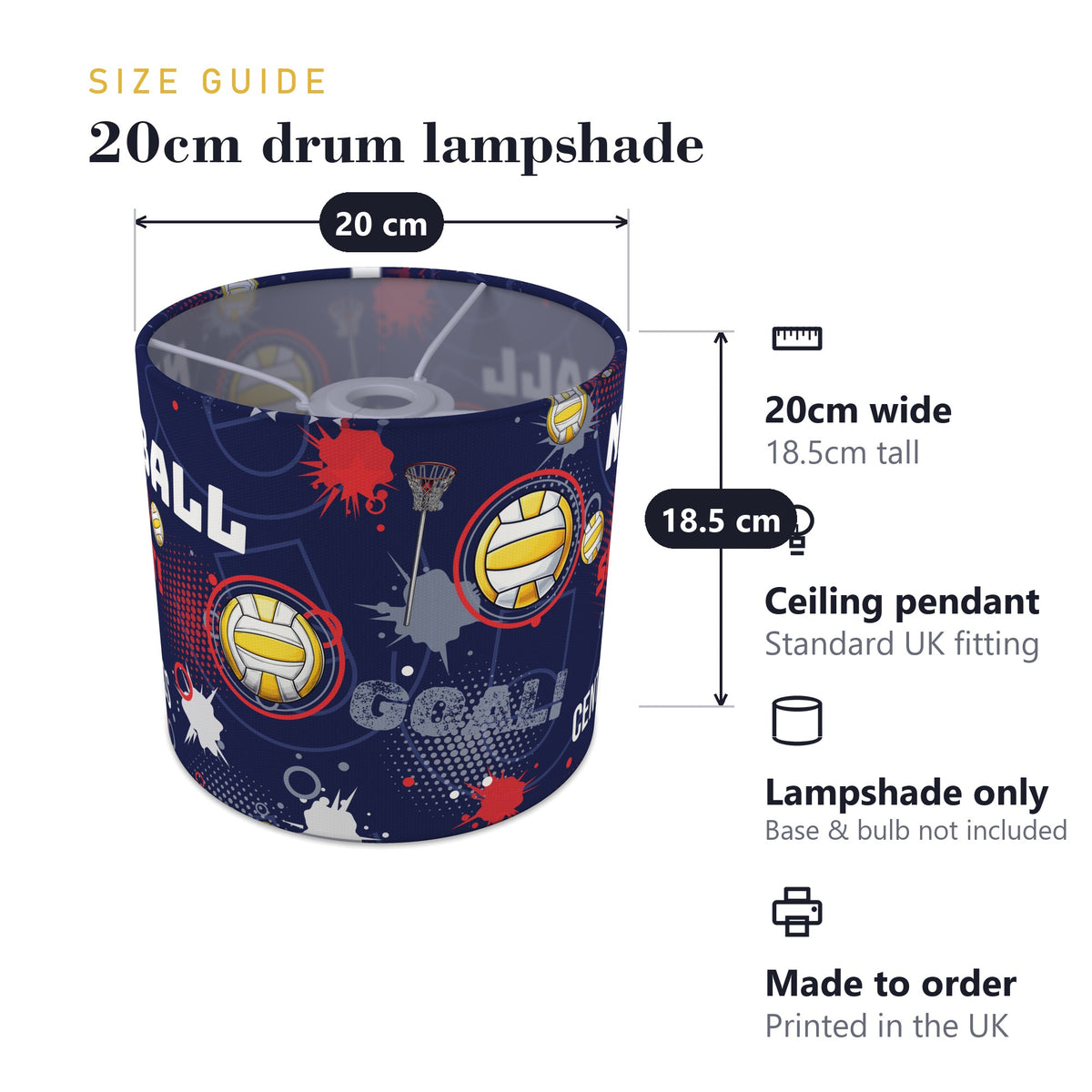 Navy Netball Star lampshade - 20cm x 18.5cm Ceiling - photo 7