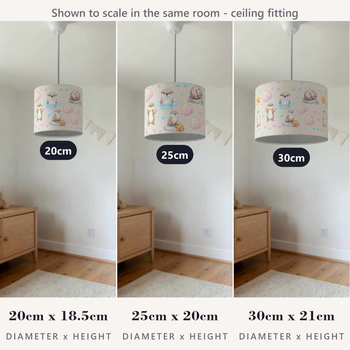 Cream Otter Friends lampshade - 20cm x 18.5cm Ceiling - photo 4