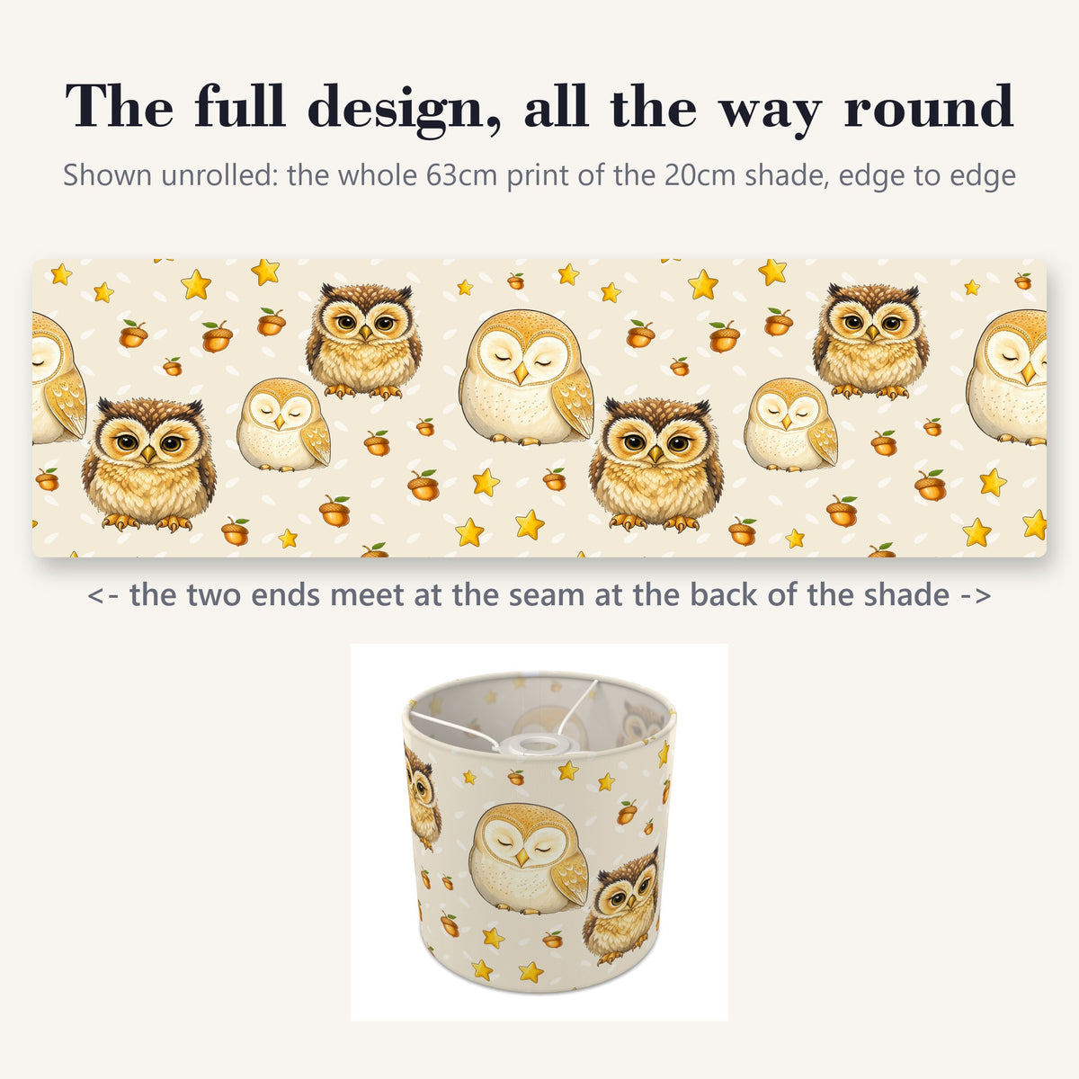 Cream Night Owls lampshade - 20cm x 18.5cm Ceiling - photo 9