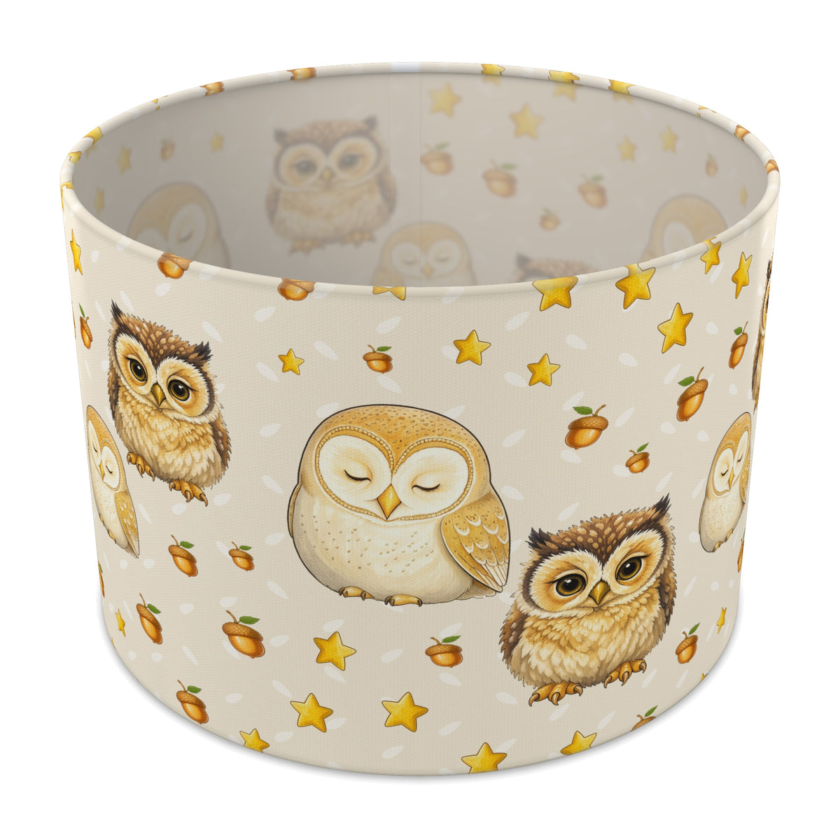Cream Night Owls lampshade - 30cm x 21cm Table