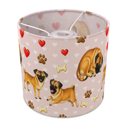 Blush Pug Love lampshade - 20cm x 18.5cm Ceiling - main photo