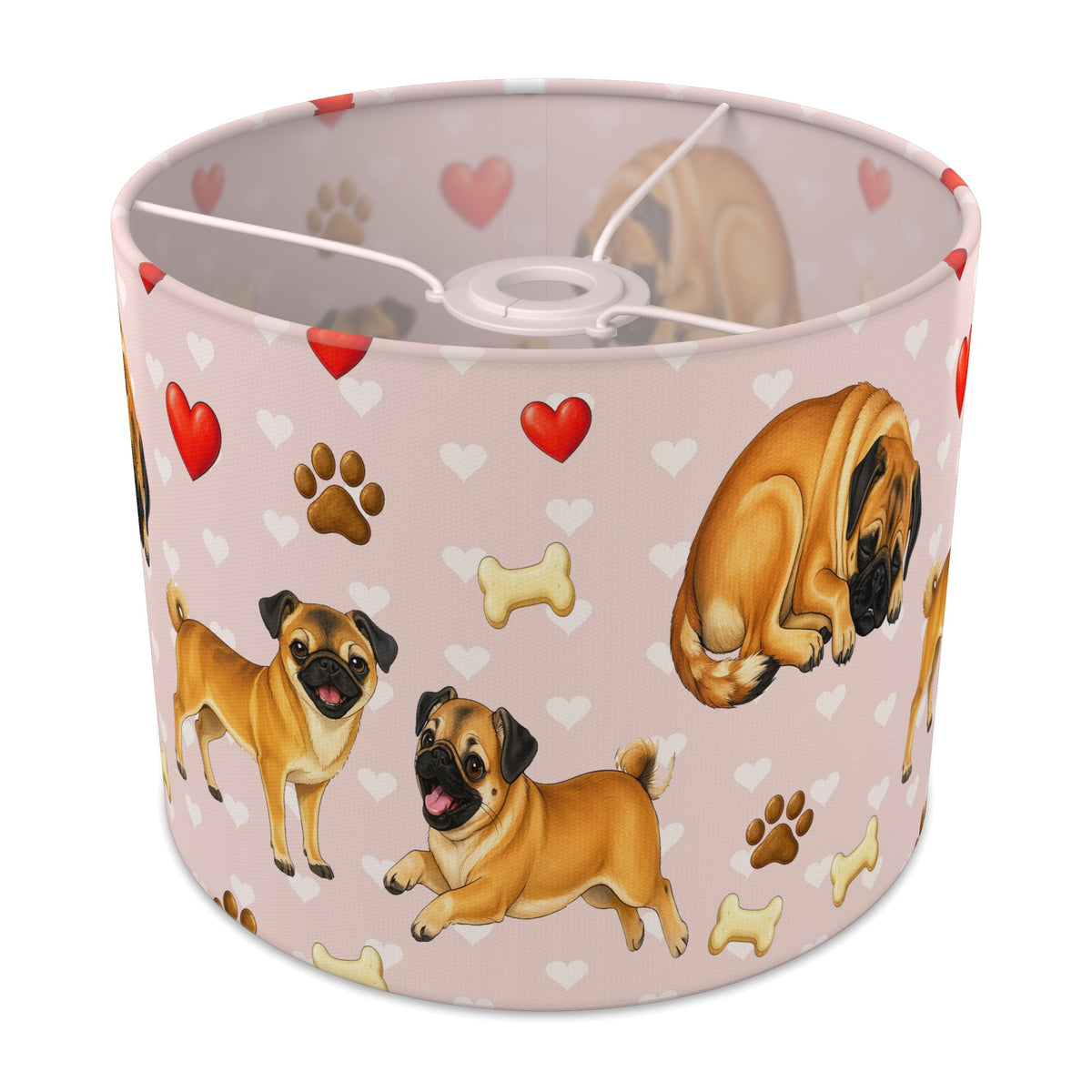 Blush Pug Love lampshade - 25cm x 20cm Ceiling