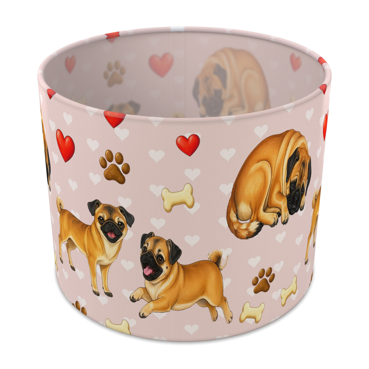 Blush Pug Love lampshade - 25cm x 20cm Table