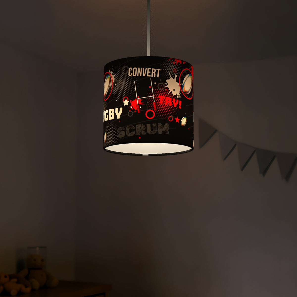 Black Rugby Crazy lampshade - 20cm x 18.5cm Ceiling - photo 5