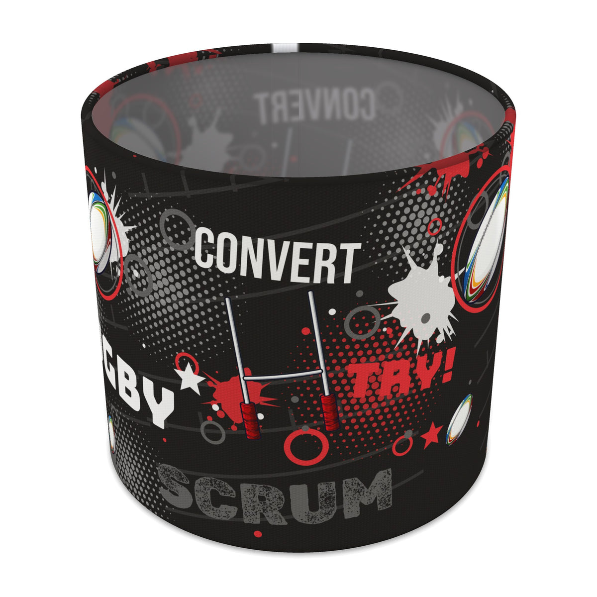 Black Rugby Crazy lampshade - 20cm x 18.5cm Table