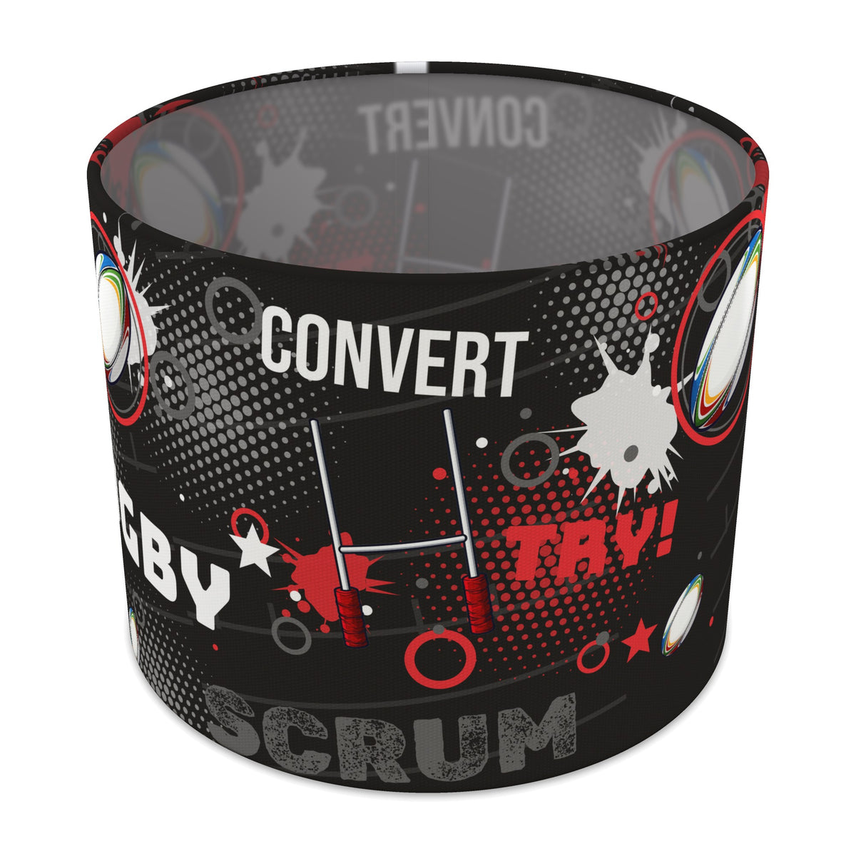 Black Rugby Crazy lampshade - 25cm x 20cm Table