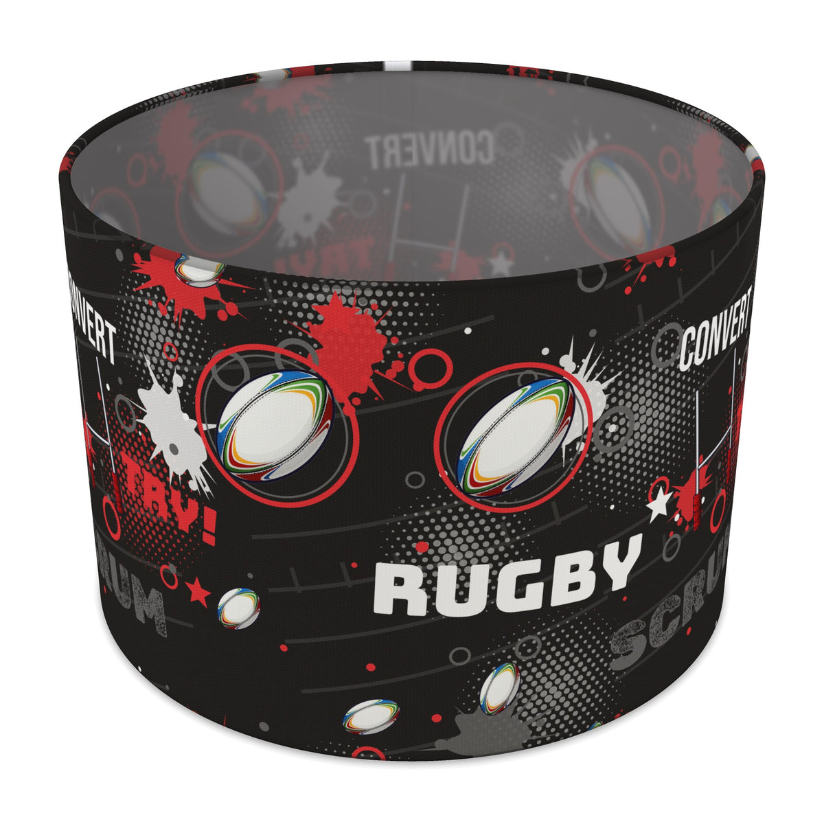 Black Rugby Crazy lampshade - 30cm x 21cm Table