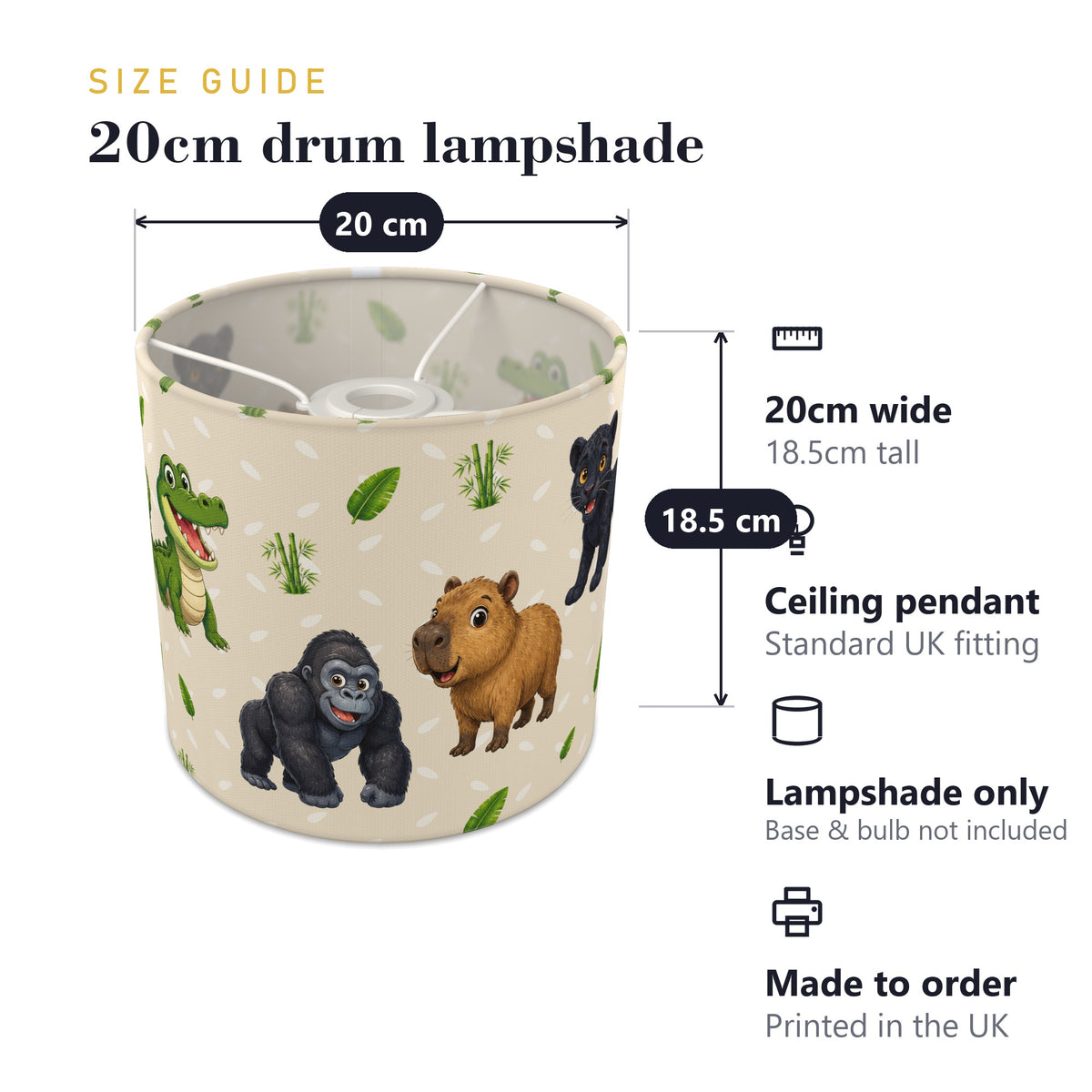 Sand Safari Friends lampshade - 20cm x 18.5cm Ceiling - photo 7