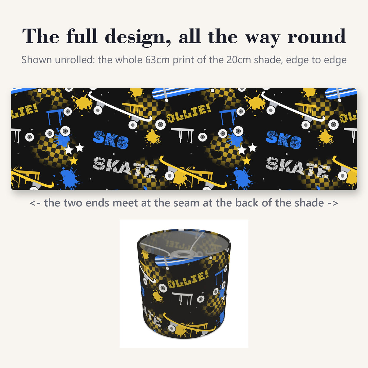 Black Skate Park lampshade - 20cm x 18.5cm Ceiling - photo 9