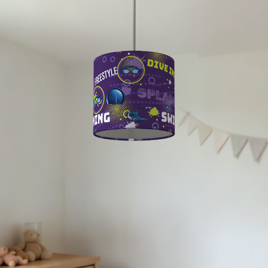 Purple Splash Swimming lampshade - 20cm x 18.5cm Ceiling - photo 2