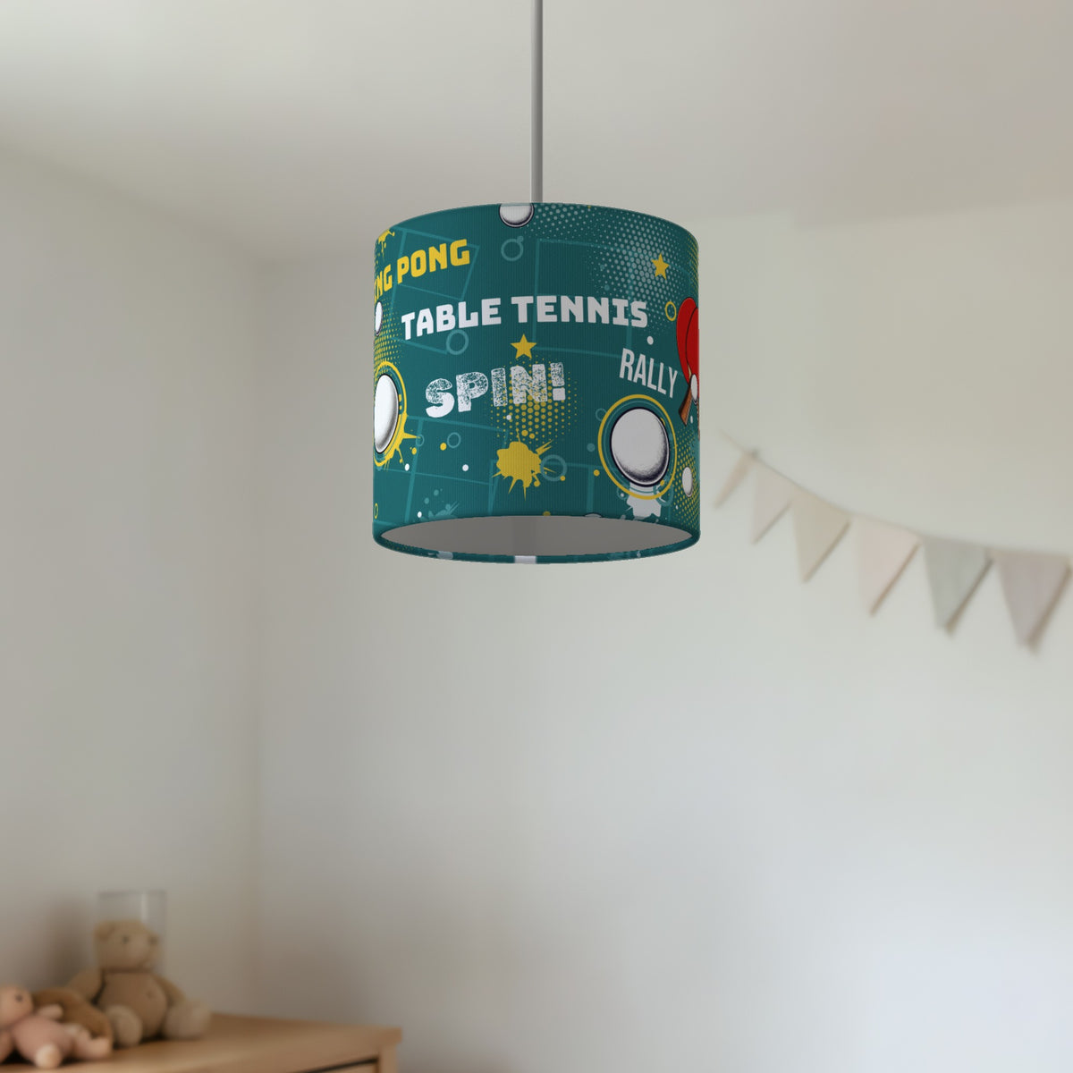 Teal Ping Pong Rally lampshade - 20cm x 18.5cm Ceiling - photo 2
