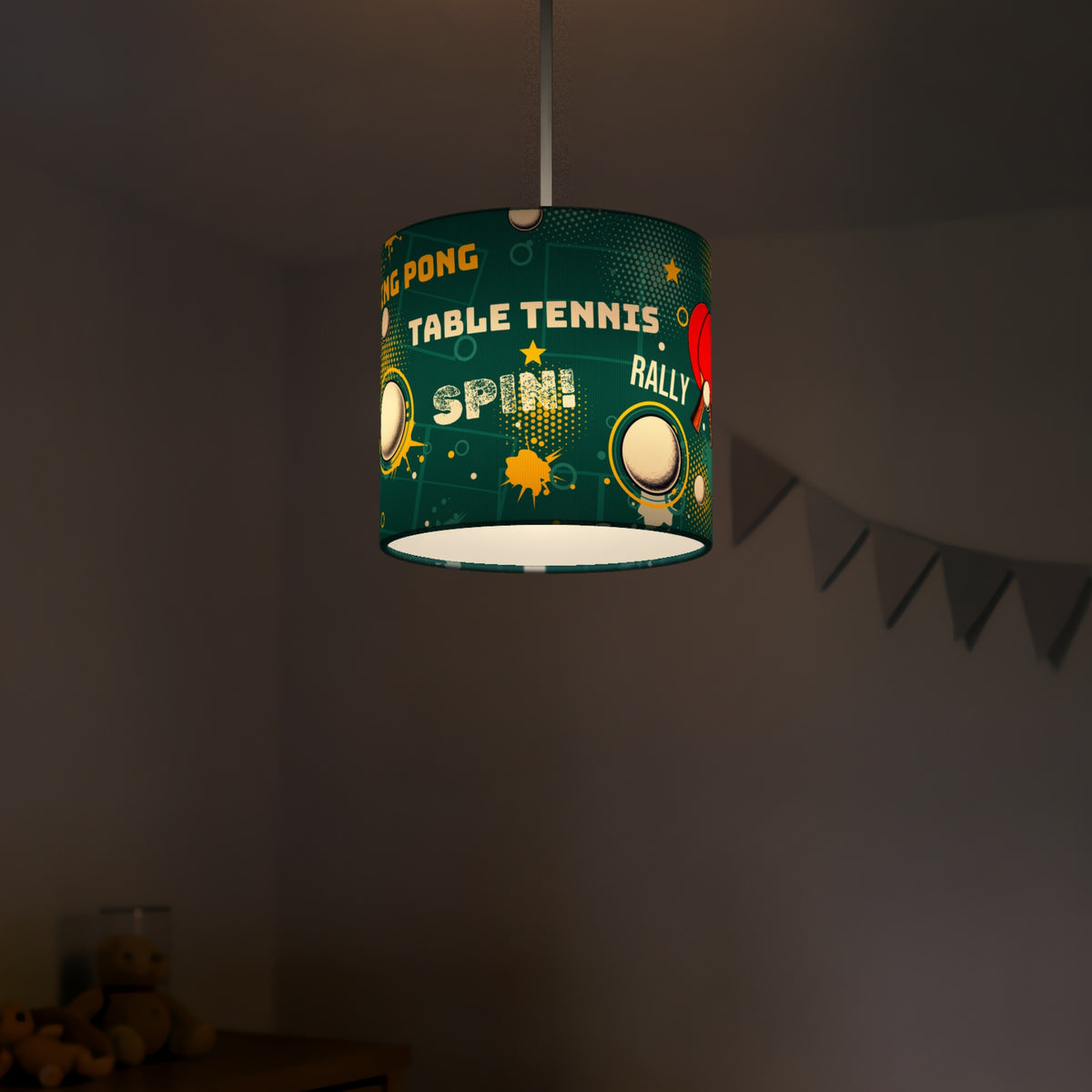 Teal Ping Pong Rally lampshade - 20cm x 18.5cm Ceiling - photo 5