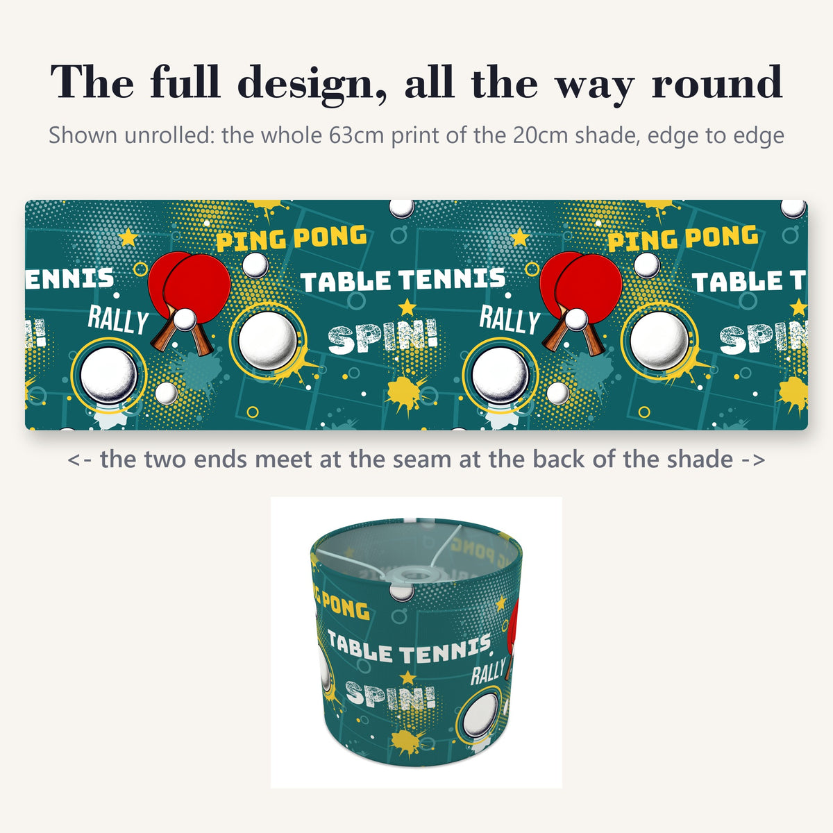 Teal Ping Pong Rally lampshade - 20cm x 18.5cm Ceiling - photo 9