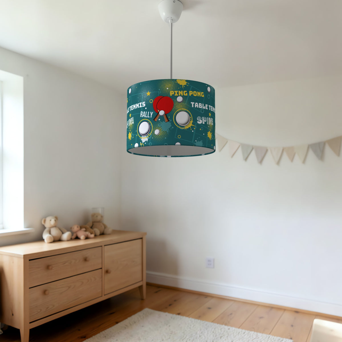 Teal Ping Pong Rally lampshade - 20cm x 18.5cm Ceiling - photo 3