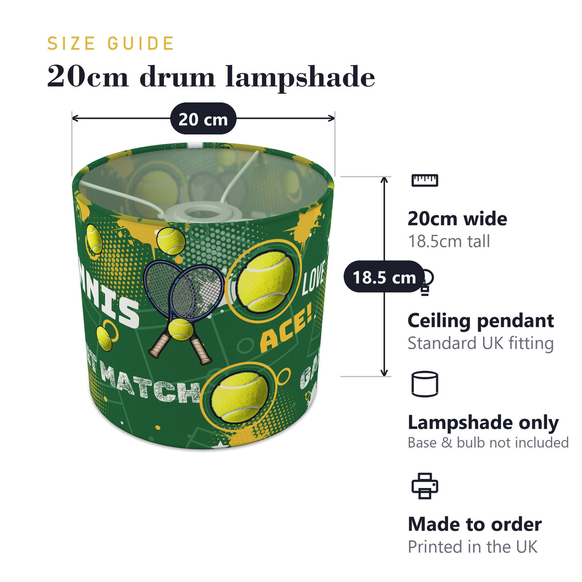 Pitch Tennis Ace lampshade - 20cm x 18.5cm Ceiling - photo 7