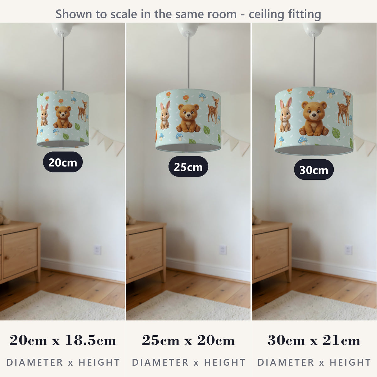 Mint Baby Woodland Friends lampshade - 20cm x 18.5cm Ceiling - photo 4