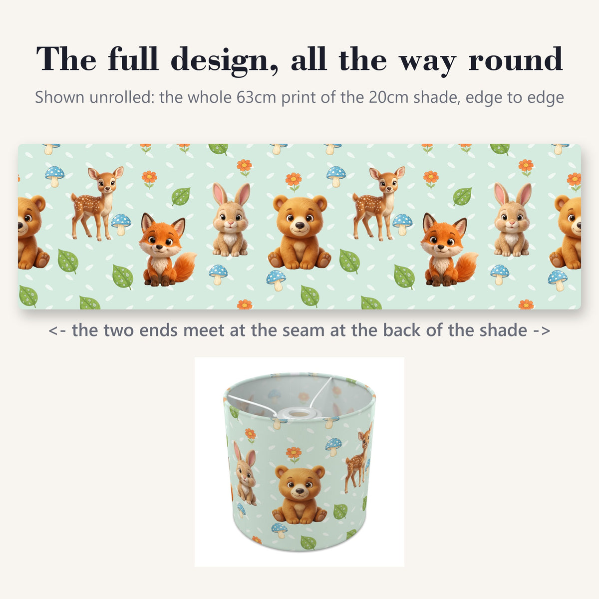 Mint Baby Woodland Friends lampshade - 20cm x 18.5cm Ceiling - photo 9