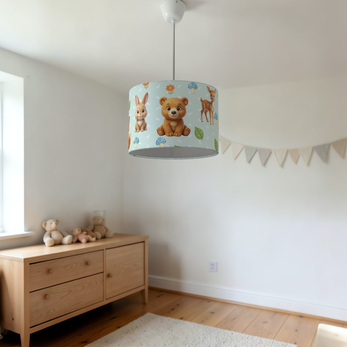 Mint Baby Woodland Friends lampshade - 20cm x 18.5cm Ceiling - photo 3