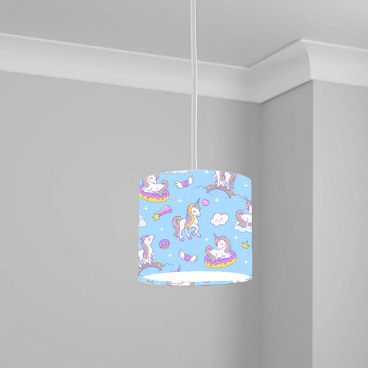 Pastel Unicorn and Rainbow Ceiling Lampshade Lightshade for Kids Room - 20cm x 18.5cm