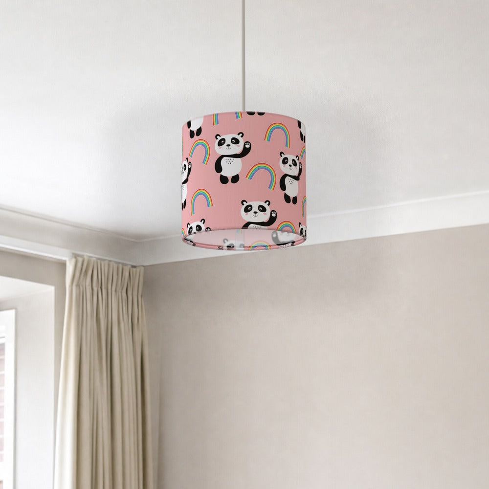 Pink Panda and Rainbow lampshade