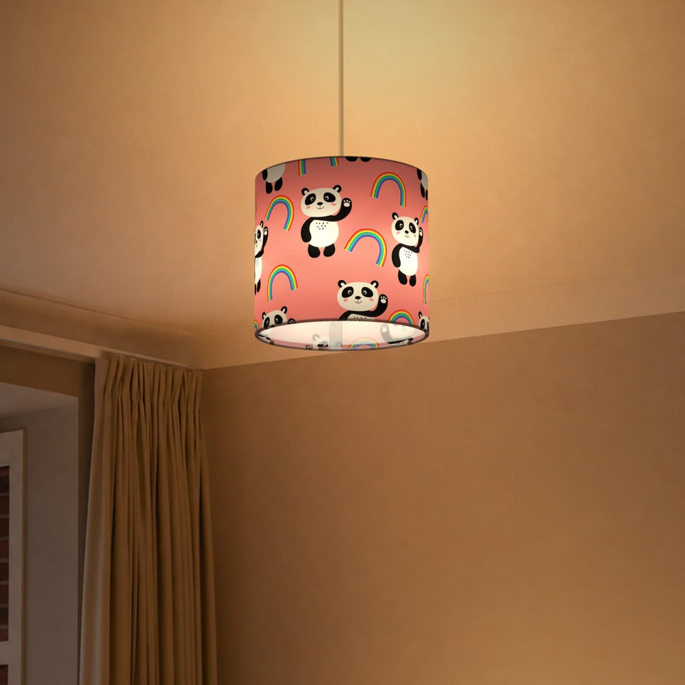 Pink Panda and Rainbow lampshade