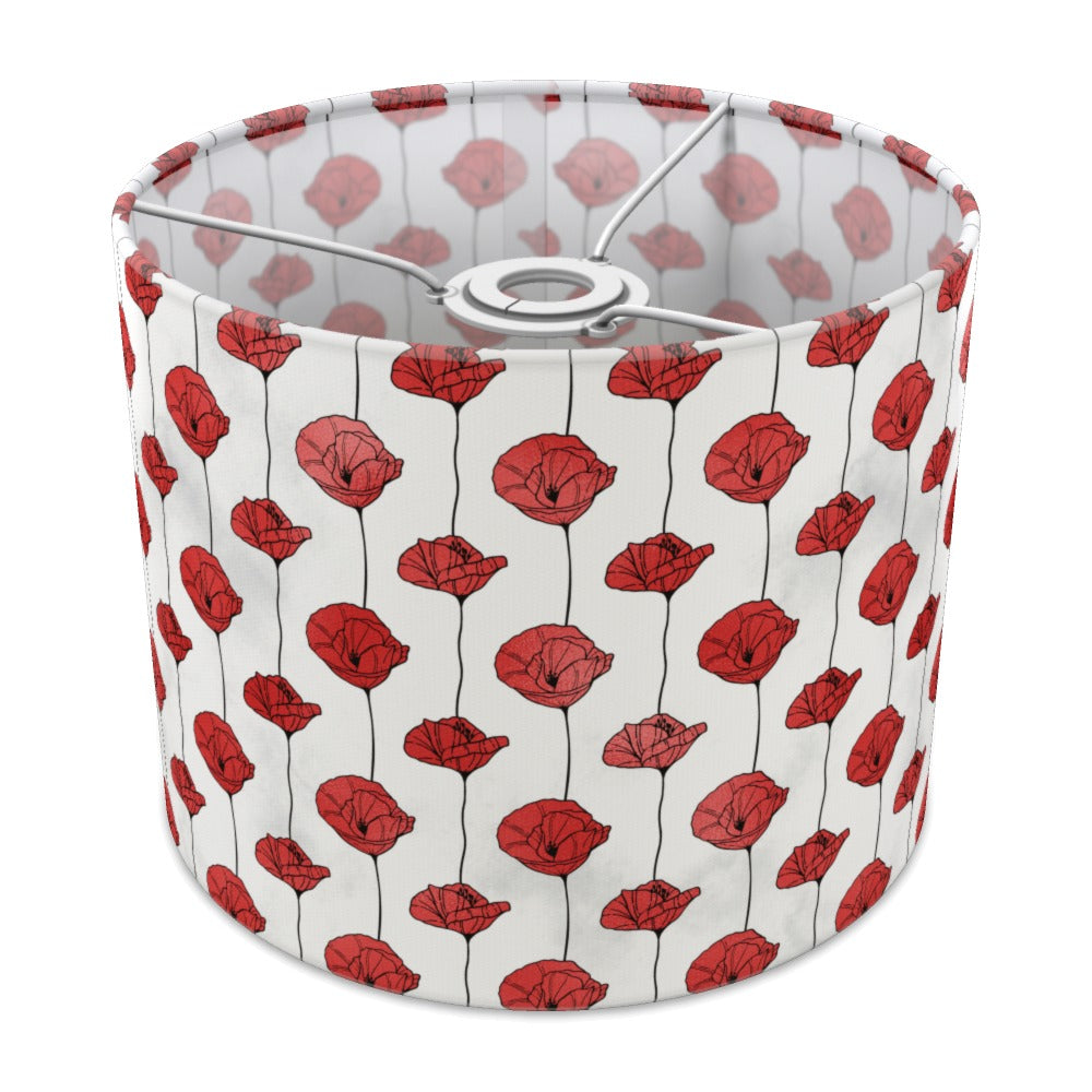 Red Poppy Floral Pattern lampshade - 25cm Ceiling