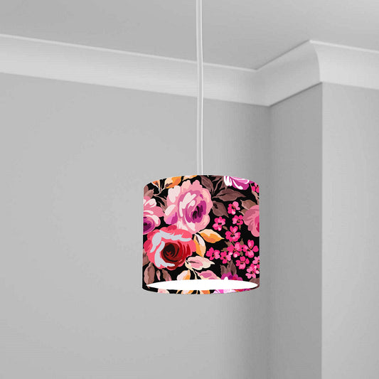 Red Floral Pattern Ceiling Lampshade Lightshade for Room - 20cm x 18.5cm