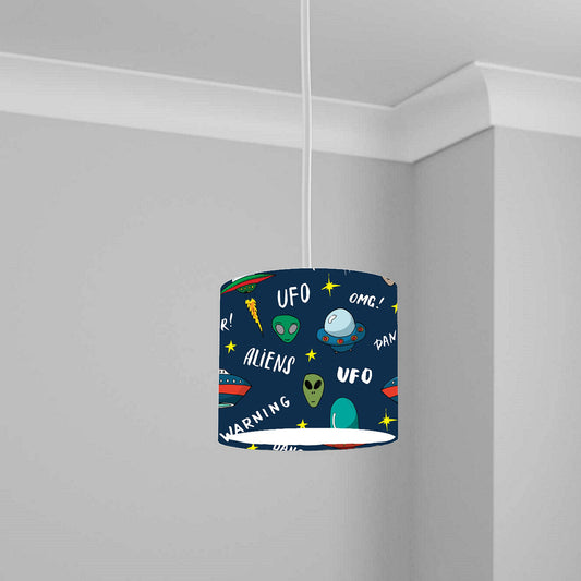 Space Alien UFO Pattern Ceiling Lampshade Lightshade for Nursery - 20cm x 18.5cm