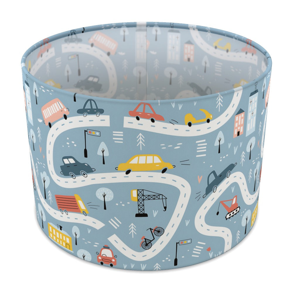 Blue Roadmap Cars and Trucks lampshade - 30cm Table