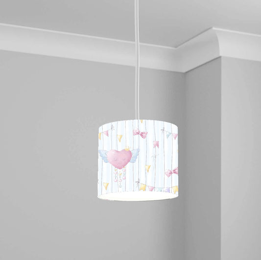 Whimsical Sleeping Heart Pattern Blue Ceiling Lampshade Lightshade for Nursery - 20cm x 18.5cm