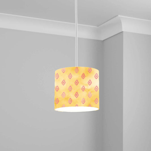 Geometric Red and Yellow Pattern Ceiling Lampshade Lightshade for Room - 20cm x 18.5cm