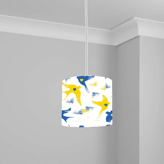 Blue and Yellow Dove Peace Pattern Ceiling Lampshade Lightshade for Room - 20cm x 18.5cm