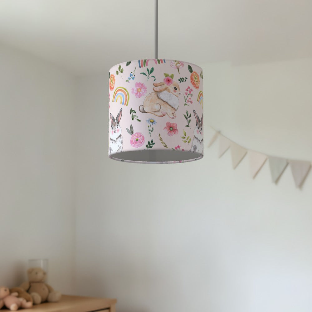 Cute Rabbit and Floral Rainbow lampshade